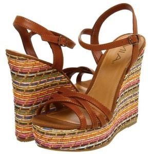 MIA Selma Multi-Color Brown Leather Wedges Size 7